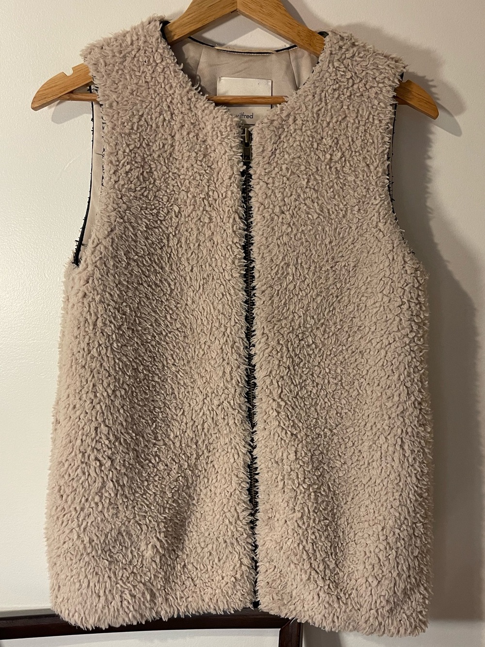Wilfred Free Beige Faux Shearling Sherpa Fleece Zip Front Vest S